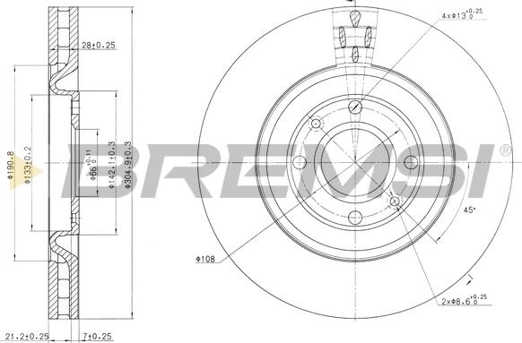 Bremsi CD7065V - Гальмівний диск autocars.com.ua