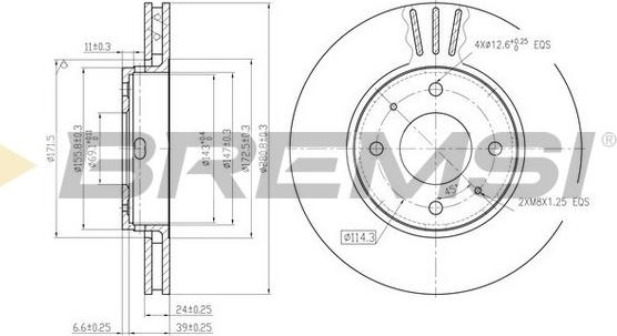 Bremsi CD7068V - Гальмівний диск autocars.com.ua