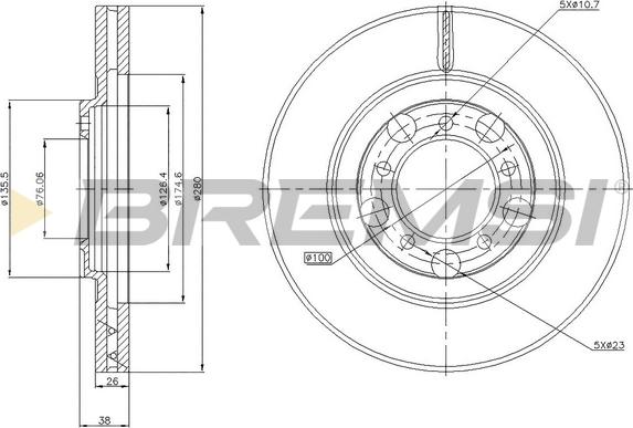 Bremsi CD7071V - Гальмівний диск autocars.com.ua