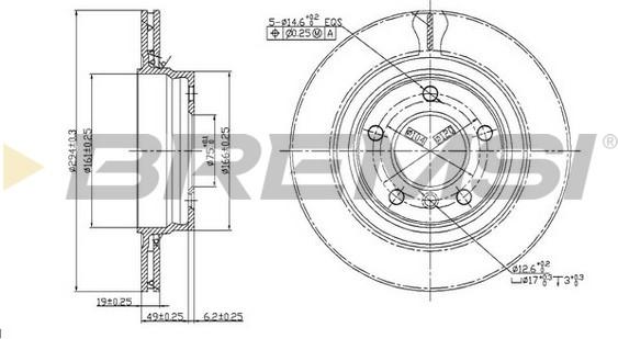 Bremsi CD7073V - Гальмівний диск autocars.com.ua