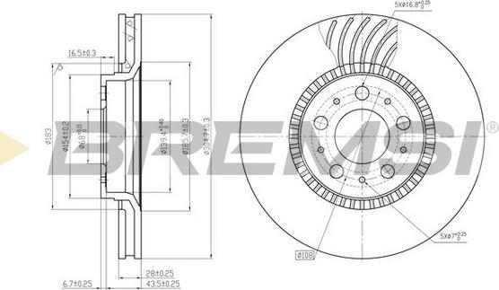 Bremsi CD7078V - Гальмівний диск autocars.com.ua