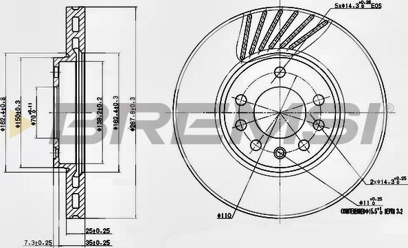 Bremsi CD7082V - Гальмівний диск autocars.com.ua