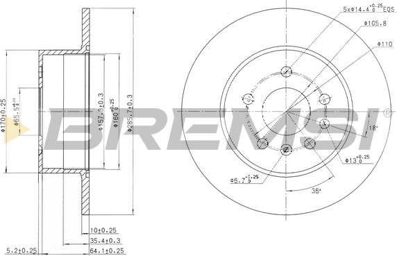 Bremsi CD7083S - Гальмівний диск autocars.com.ua