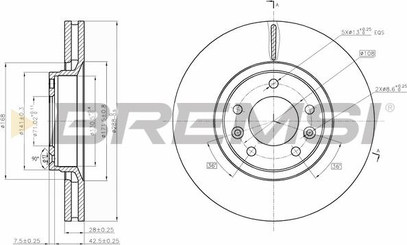 Bremsi CD7103V - Гальмівний диск autocars.com.ua