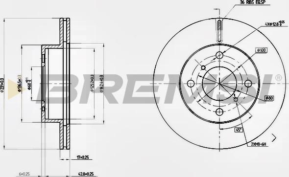 Bremsi CD7117V - Гальмівний диск autocars.com.ua