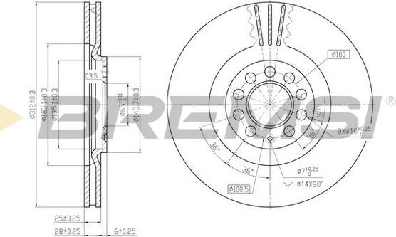 Bremsi CD7118V - Гальмівний диск autocars.com.ua