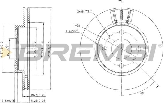 Bremsi CD7142V - Гальмівний диск autocars.com.ua