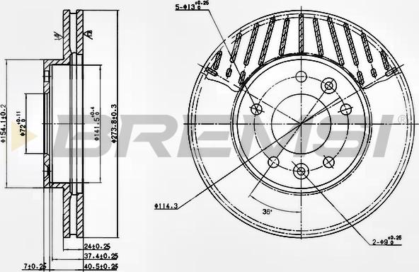 Bremsi CD7146V - Гальмівний диск autocars.com.ua