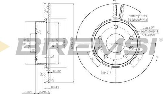 Bremsi CD7151V - Гальмівний диск autocars.com.ua