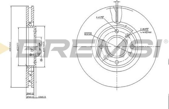 Bremsi CD7152V - Гальмівний диск autocars.com.ua