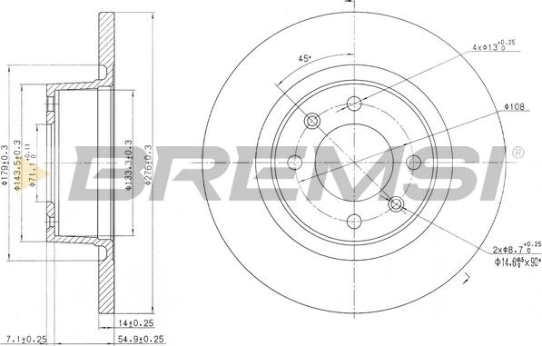 Bremsi CD7157S - Гальмівний диск autocars.com.ua