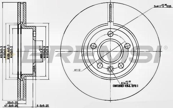 Bremsi CD7160V - Гальмівний диск autocars.com.ua