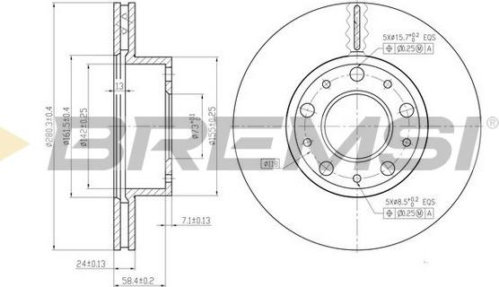 Bremsi CD7170V - Гальмівний диск autocars.com.ua