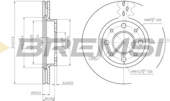 Bremsi CD7179V - Гальмівний диск autocars.com.ua