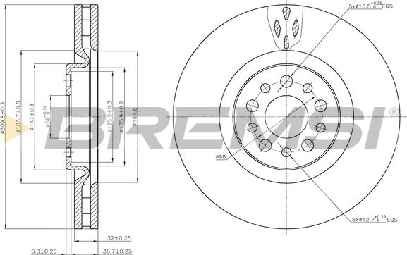 Bremsi CD7180V - Гальмівний диск autocars.com.ua