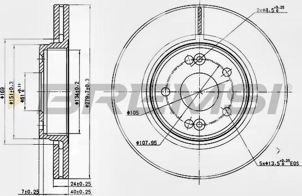 Bremsi CD7182V - Гальмівний диск autocars.com.ua