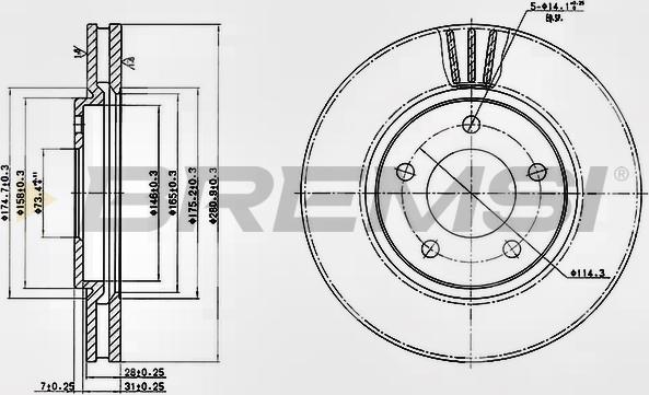 Bremsi CD7214V - Гальмівний диск autocars.com.ua