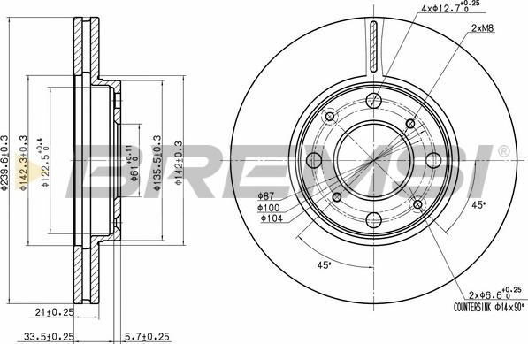 Bremsi CD7231V - Гальмівний диск autocars.com.ua