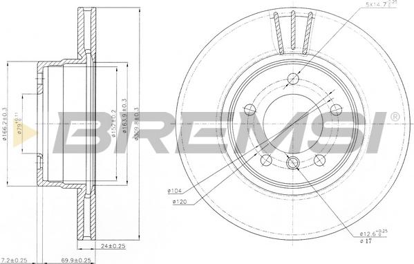 Bremsi CD7241V - Гальмівний диск autocars.com.ua