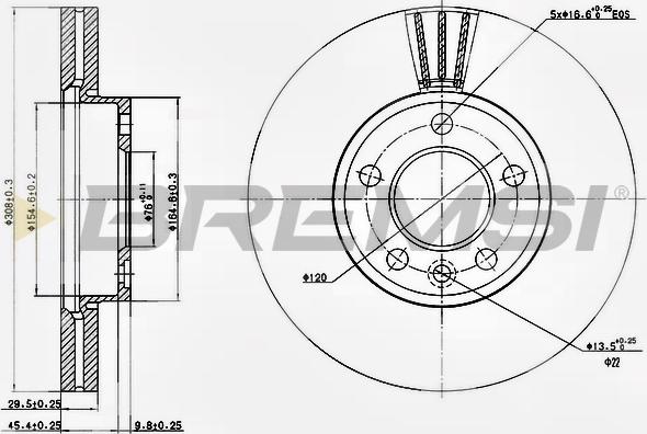 Bremsi CD7253V - Гальмівний диск autocars.com.ua