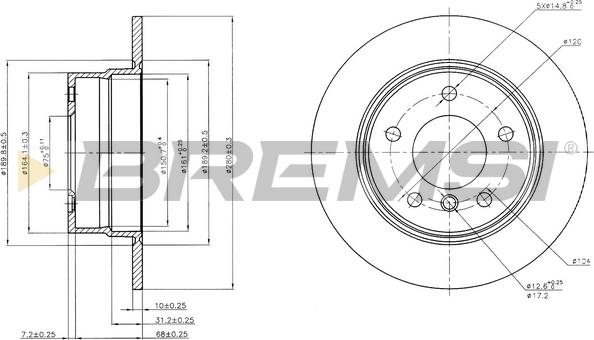 Bremsi CD7284S - Гальмівний диск autocars.com.ua