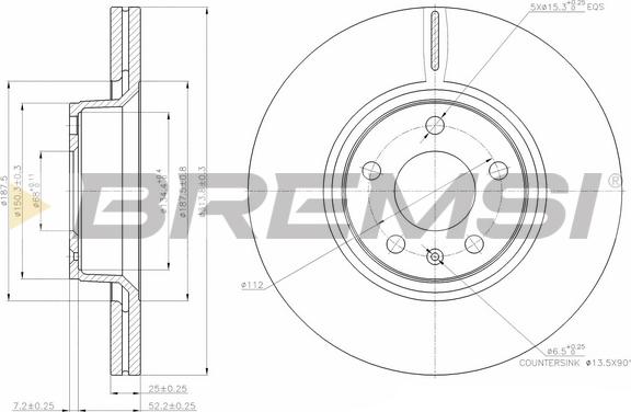 Bremsi CD7291V - Гальмівний диск autocars.com.ua