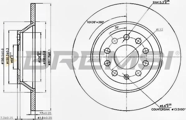 Bremsi CD7307S - Гальмівний диск autocars.com.ua