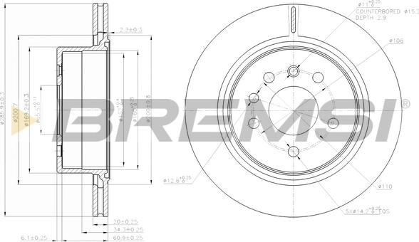 Bremsi CD7366V - Гальмівний диск autocars.com.ua