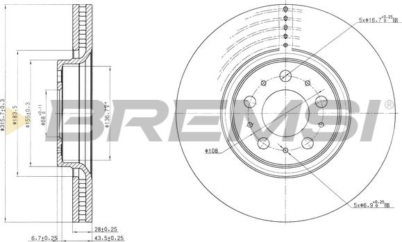 Bremsi CD7426V - Гальмівний диск autocars.com.ua