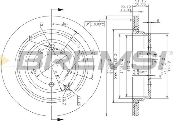 Bremsi CD7431V - Гальмівний диск autocars.com.ua