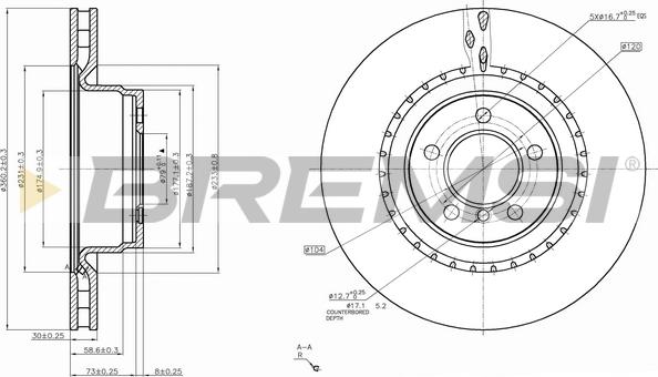 Bremsi CD7435V - Гальмівний диск autocars.com.ua