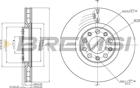 Bremsi CD7451V - Гальмівний диск autocars.com.ua