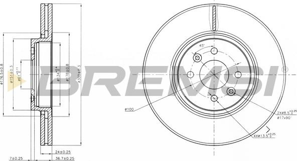 Bremsi CD7513V - Гальмівний диск autocars.com.ua