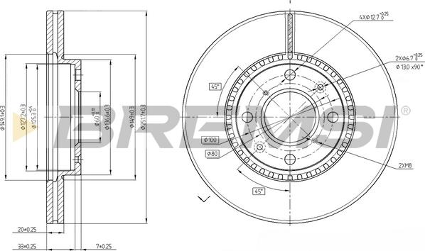 Bremsi CD7520V - Гальмівний диск autocars.com.ua