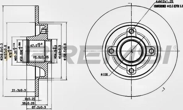 Bremsi CD7523S - Гальмівний диск autocars.com.ua