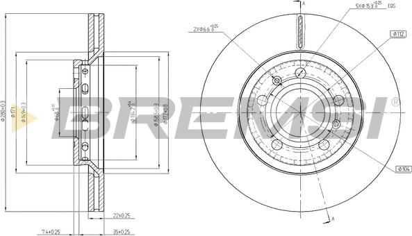 Bremsi CD7526V - Тормозной диск autodnr.net