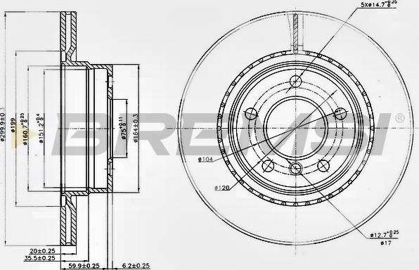 Bremsi CD7549V - Тормозной диск зад. BMW 1 E81-E87-3 E90-E91 03- 300x20 autocars.com.ua