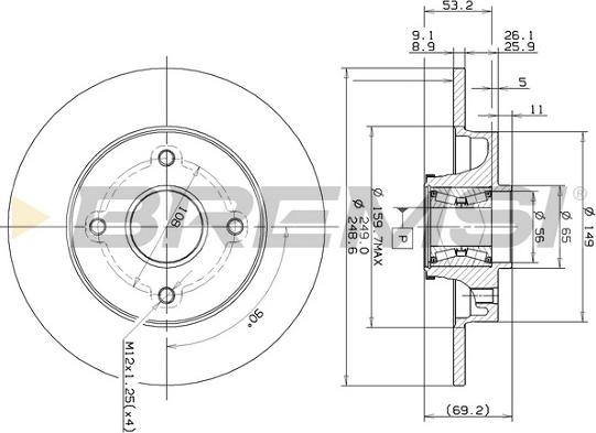 Bremsi CD7560S - Гальмівний диск autocars.com.ua