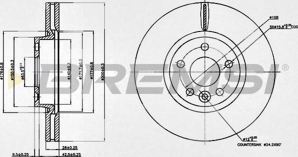 Bremsi CD7567V - Гальмівний диск autocars.com.ua