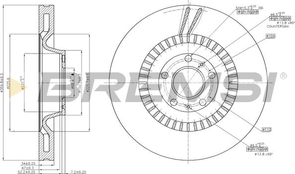 Bremsi CD7572V - Гальмівний диск autocars.com.ua