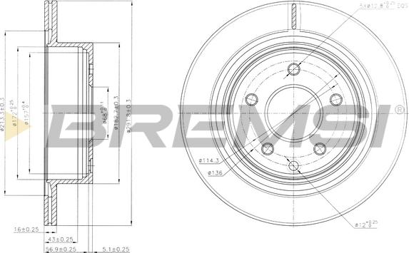 Bremsi CD7579V - Гальмівний диск autocars.com.ua