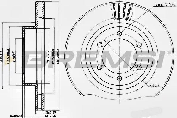 Bremsi CD7594V - Гальмівний диск autocars.com.ua