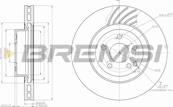 Bremsi CD7595V - Гальмівний диск autocars.com.ua