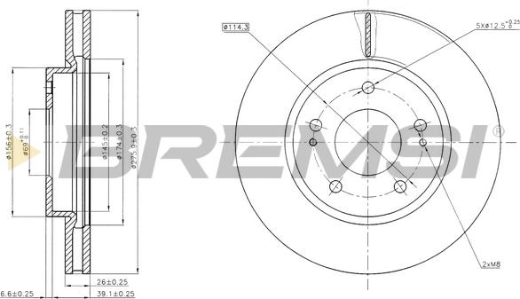 Bremsi CD7599V - Гальмівний диск autocars.com.ua