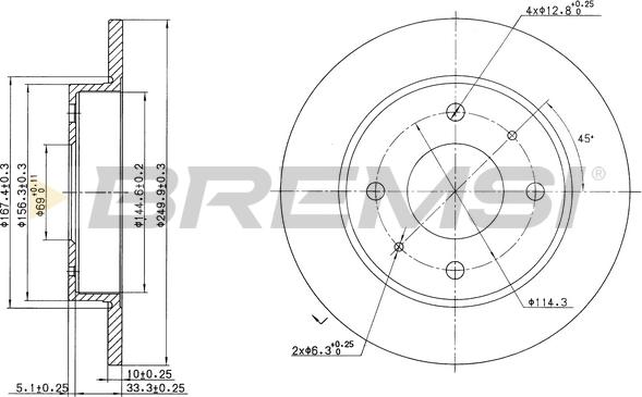 Bremsi CD7622S - Гальмівний диск autocars.com.ua