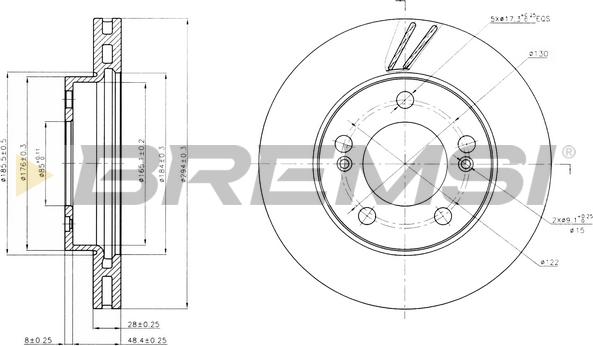 Bremsi CD7627V - Гальмівний диск autocars.com.ua