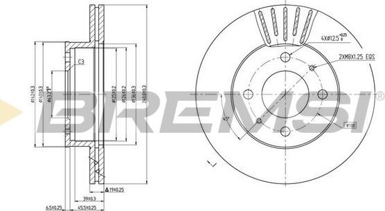 Bremsi CD7632V - Гальмівний диск autocars.com.ua