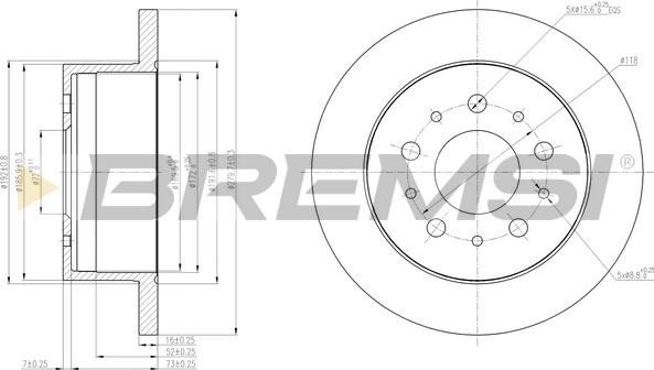 Bremsi CD7653S - Гальмівний диск autocars.com.ua