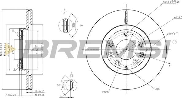 Bremsi CD7657V - Гальмівний диск autocars.com.ua