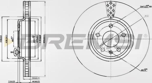 Bremsi CD7664V - Гальмівний диск autocars.com.ua